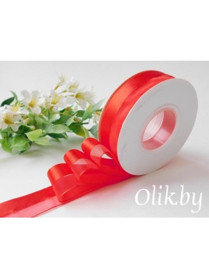 Лента органза с атласом 2,5 см, красный