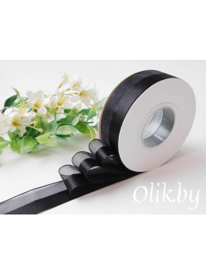 Лента органза с атласом 2,5 см, черный