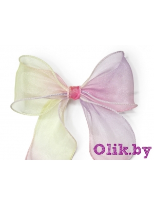 Лента органза с декоративным швом "Переход цвета" 6 см №1, 1м