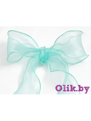 Лента органза с декоративным швом 6 см, аквамариновый, 1 м