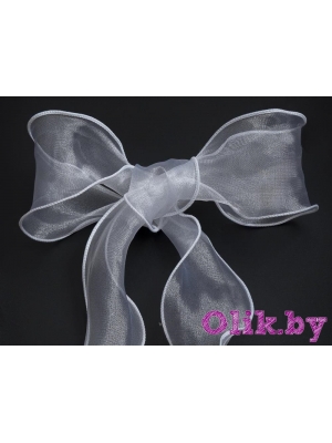 Лента органза с декоративным швом 6 см, белый №13