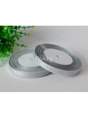 Лента парча, 1 см, серебро, 23 м