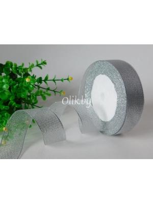 Лента парча, 2,5 см, серебро, 23 м