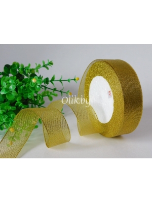 Лента парча, 2,5 см, золото, 23 м