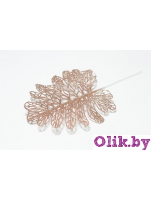 Ветка лист монстеры резной мерцающий 35 см (бронзовый)