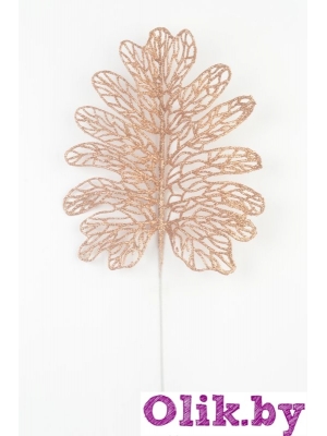 Ветка лист монстеры резной мерцающий 35 см (бронзовый)