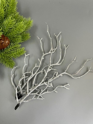 Ветка коряжки серебро 24 см, 5 шт