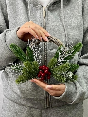 Новогодний венок малый из лозы, 15 см