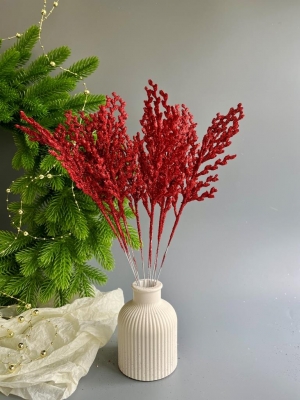 Ветка водоросль малая мерцающая, 33 см, (красный), 5 шт