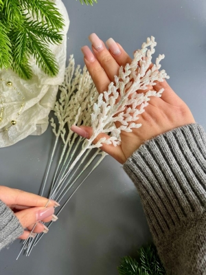 Ветка водоросль малая мерцающая, 33 см, (перламутр), 5 шт