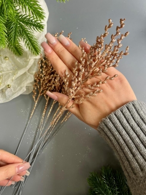 Ветка водоросль малая мерцающая, 33 см, (бронзовый)