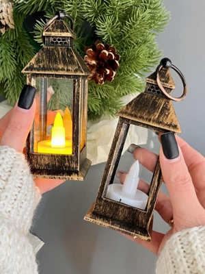 Свеча-фонарик светодиодная 13,5*5см на батарейках бронзовый, 1 шт