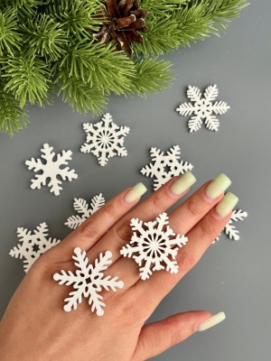 Елочное украшение Снежинка (4 см) белый, 10 шт