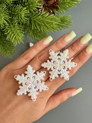 Елочное украшение Снежинка (перламутр) 4,5 см, 5 шт