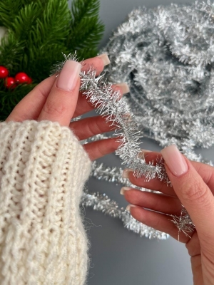 Мишура новогодняя 2см /10м (серебро)