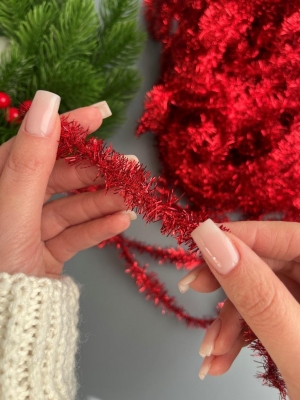 Мишура новогодняя 2см /10м (красный)