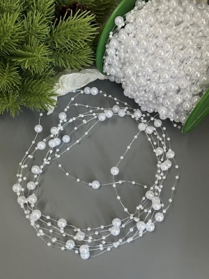 Бусины на леске 3-8 мм (5 м) жемчуг