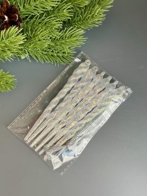 Елочное украшение Сосулька 12,5 см (уп.6 шт)