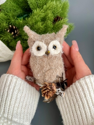 Елочное украшение Сова, 14 см, 1 шт