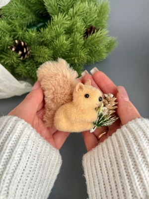 Елочное украшение Белка 7 см, коричневый, 1 шт