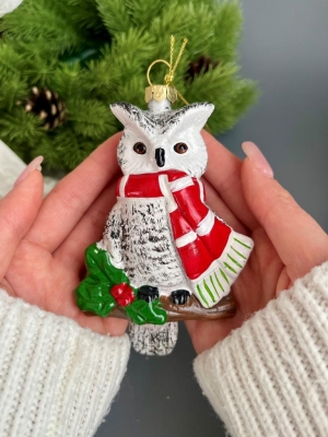 Елочное украшение Сова 12 см, 1 шт