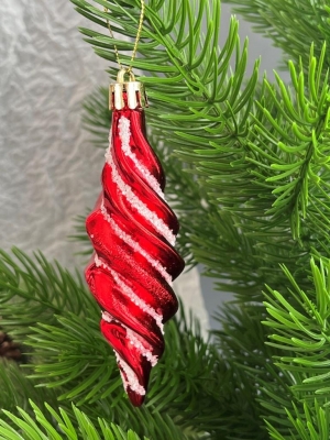 Елочное украшение Сосулька витая 12 см (уп.6 шт)