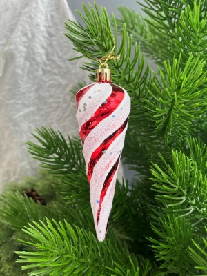 Елочное украшение Сосулька витая 13 см (уп.6 шт)