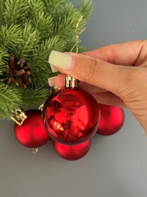 Набор елочных шаров 5 см глянец (уп.6шт) красный