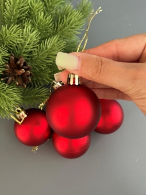 Набор елочных шаров 5 см матовый (уп.6шт) красный