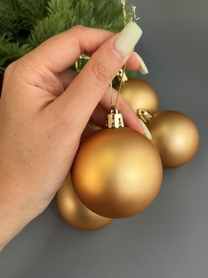 Набор елочных шаров 6 см матовый (уп.6шт) золотой