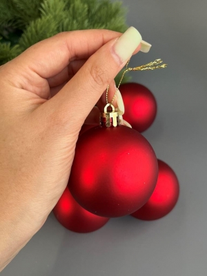 Набор елочных шаров 6 см матовый (уп.6шт) красный