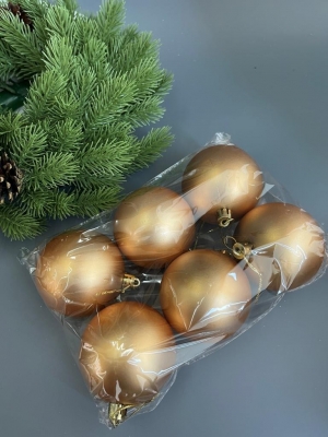 Набор елочных шаров 7 см матовый (уп.6шт) золотой