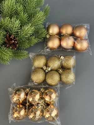 Набор елочных шаров 4 см (уп.18шт) золотой