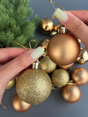 Набор елочных шаров 5 см (уп.18шт) золотой