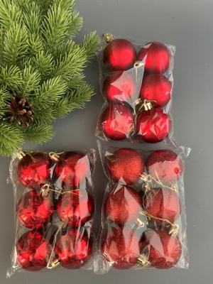 Набор елочных шаров 5 см (уп.18шт) красный