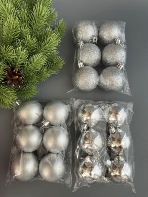 Набор елочных шаров 5 см (уп.18шт) серебряный 