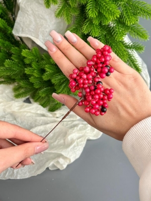 Ветка ягоды 19 см, красный, 10 шт
