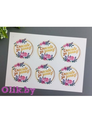 Стикеры №10 "Спасибо за заказ!", 4см, 6шт