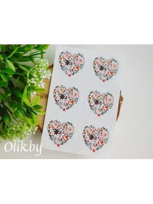 Стикеры №67 "Сердце", 4см, 6шт