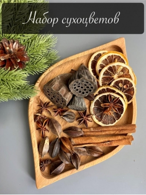 Набор сухоцветов для творчества (лотос, корица, анис, апельсин, кисквалис) №2