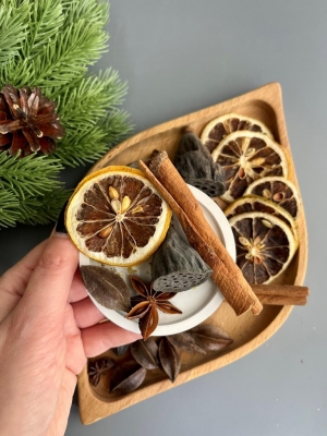 Набор сухоцветов для творчества (лотос, корица, анис, апельсин, кисквалис) №2