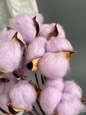 Веточка "Хлопок" 30 см, сиреневый, 10 шт