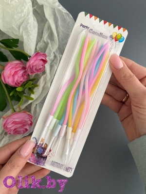 Свечи для торта праздничные (12 шт) разноцветный