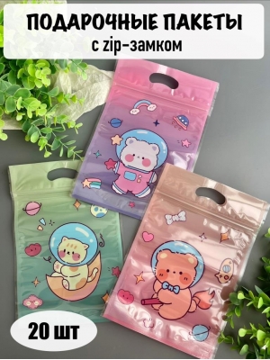 Пакет с ZIP замком 15,5*22,5*3,5 см (20 шт), микс №4