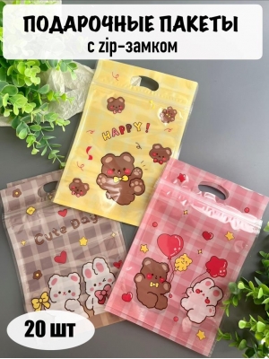Пакет с ZIP замком 15,5*22,5*3,5 см (20 шт), микс №1