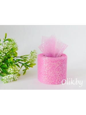 Фатин с блестками 5,5 см ярко-розовый №39, 13 м