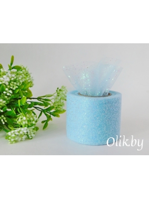 Фатин с блестками 5,5 см голубой №10, 13 м