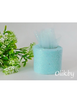 Фатин с блестками 5,5 см аквамариновый №27, 13 м