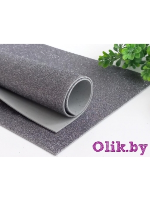 Фоамиран глиттерный А4, 2 мм Premium, черное серебро