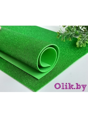 Фоамиран глиттерный А4, 2 мм Premium, фисташковый №10
